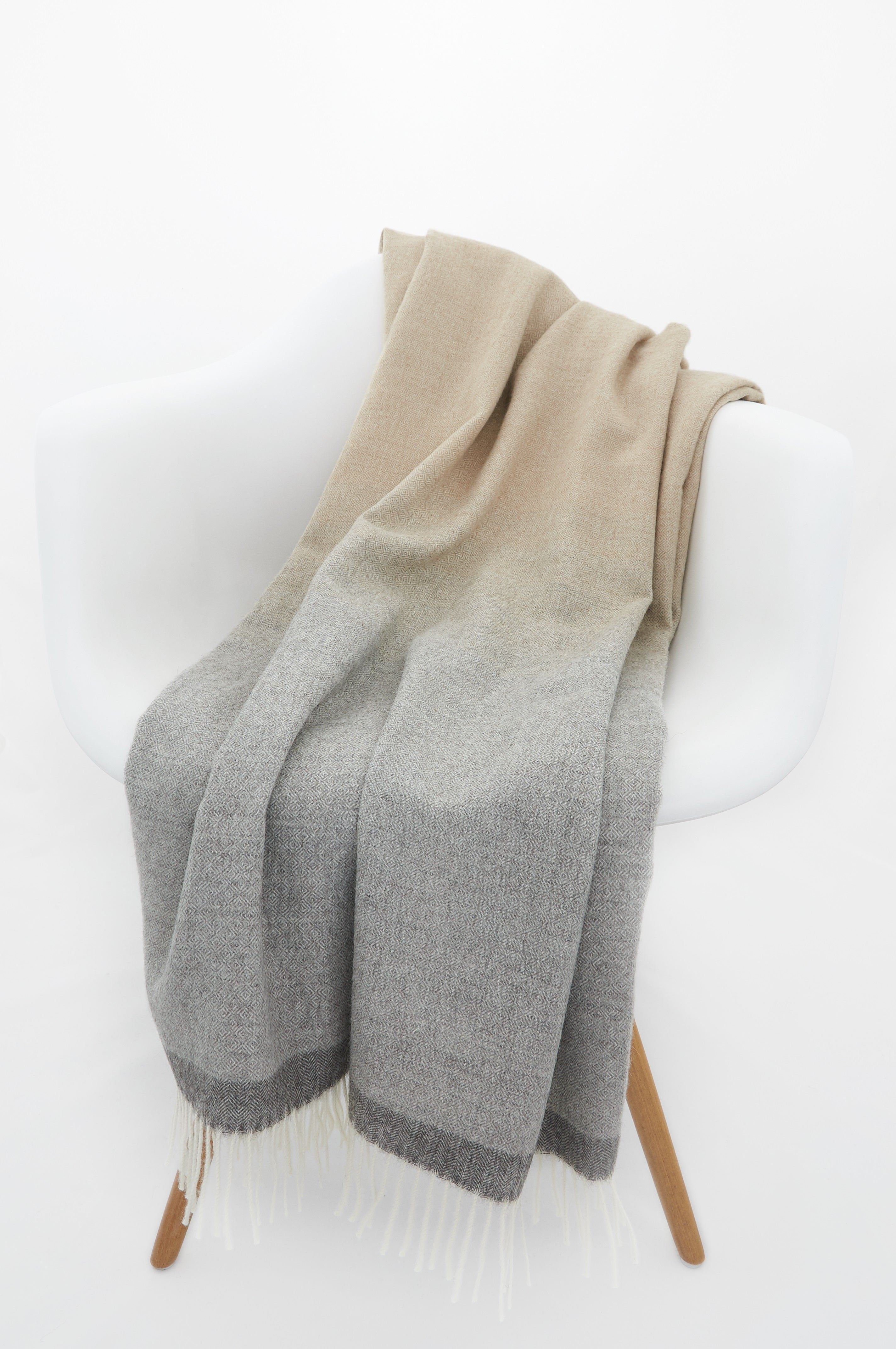 Alpaca Blanket - Ombre (Tan/Grey)