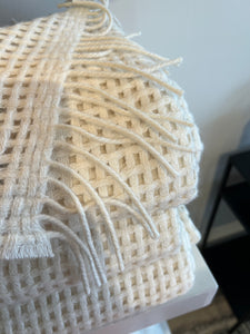 Basketweave Ivory Blanket