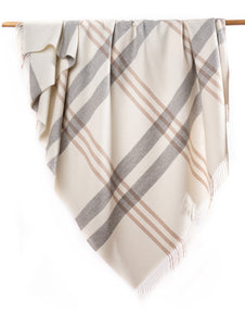 Alpaca Blanket - Plaid (Cream)