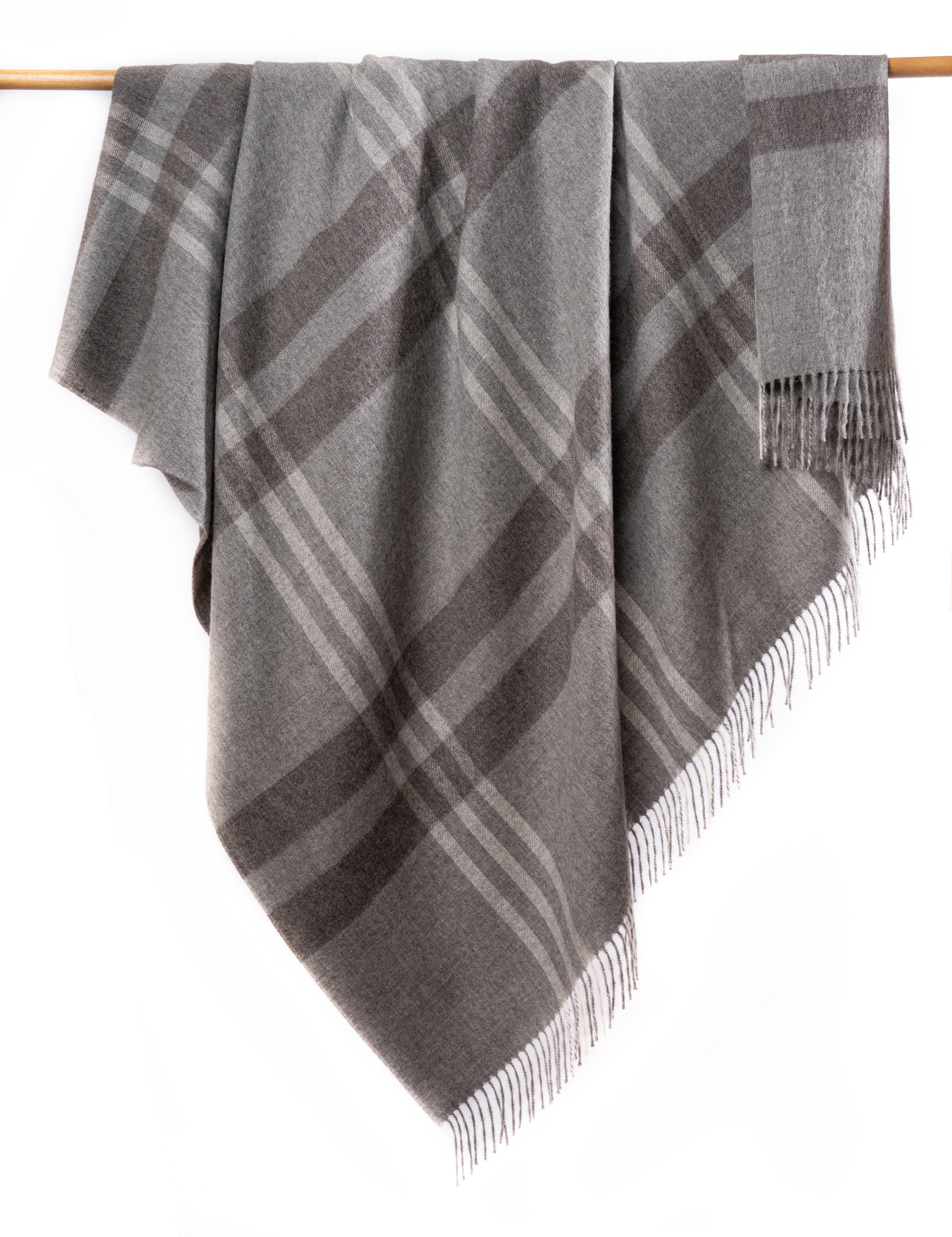 Alpaca Blanket - Plaid (Grey)