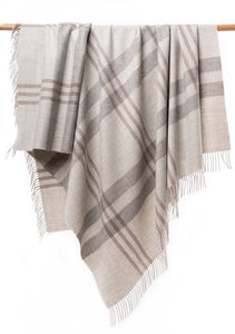 Alpaca Blanket - Plaid (Light Grey)