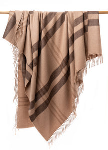 Alpaca Blanket - Plaid (Sand/Tan)