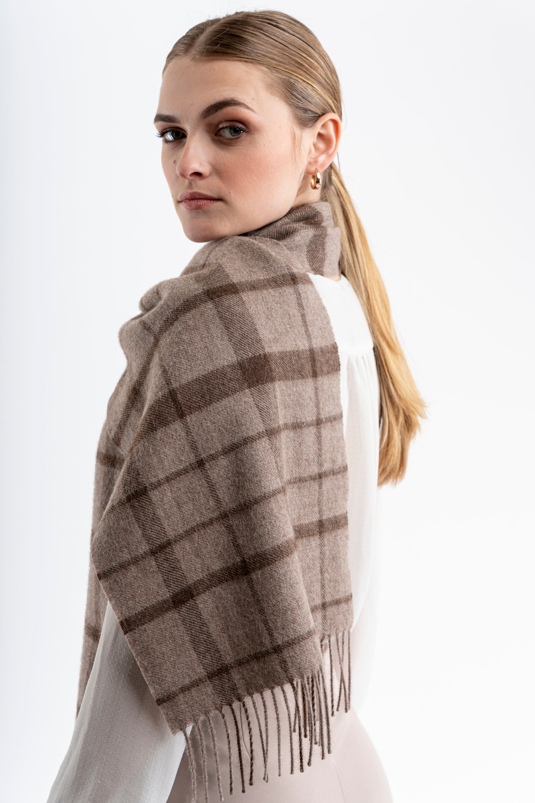 Alpaca Scarf - Plaid (Brown)