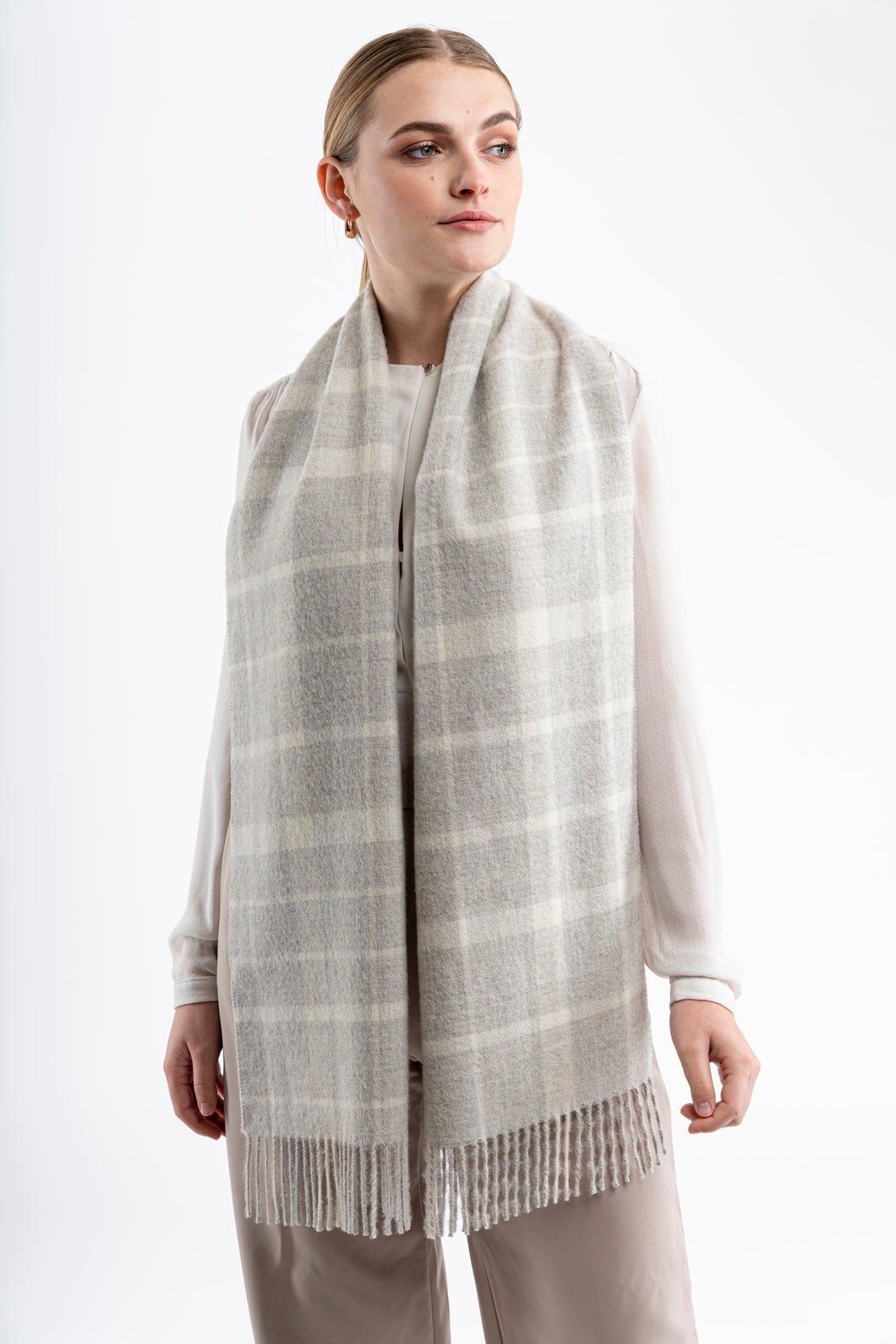 Alpaca Scarf - Plaid (Grey)