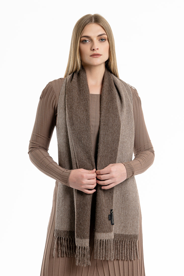 Alpaca Scarf - Reversible (Brown)