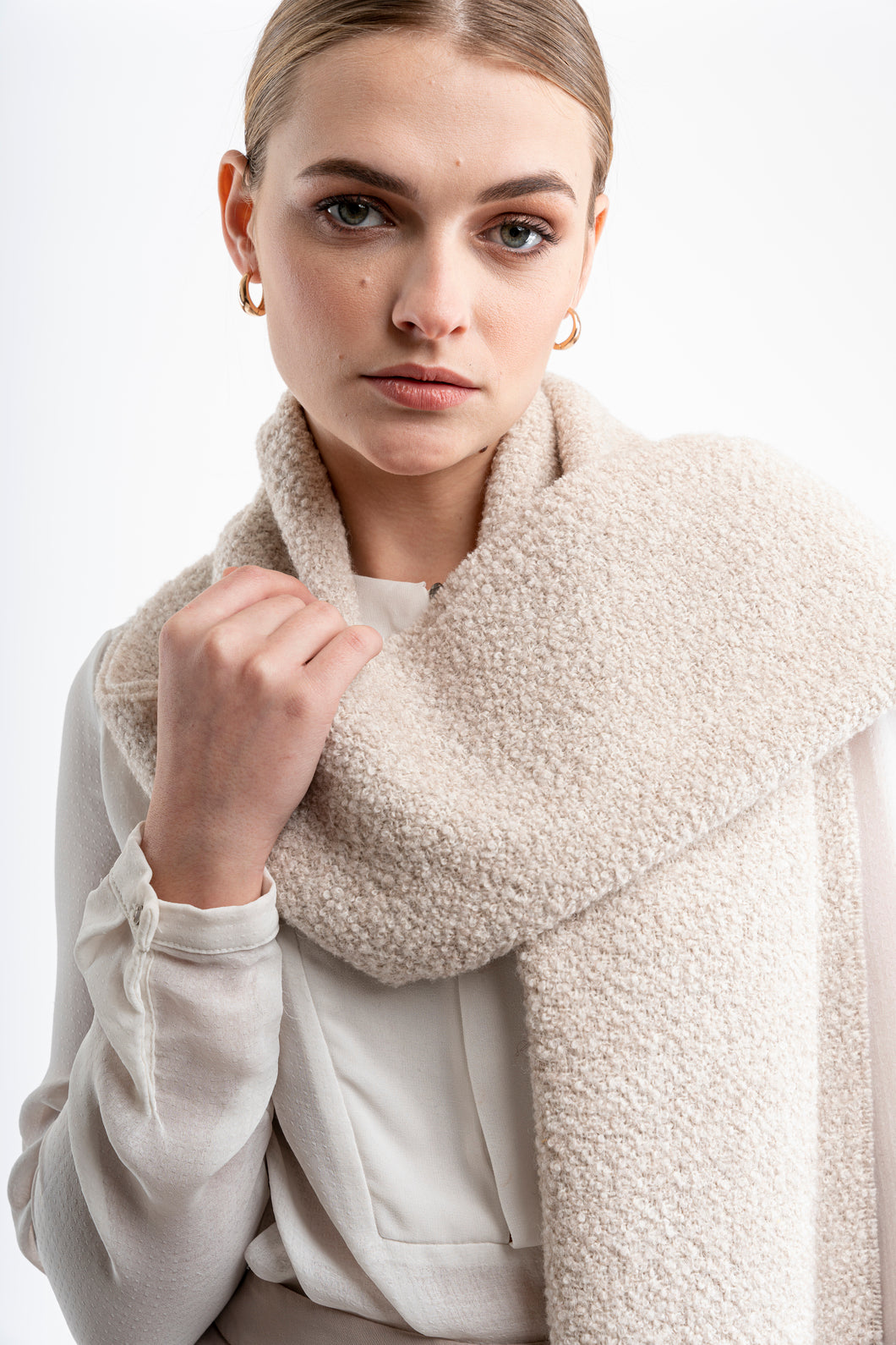 Alpaca Boucle Scarf - Cream