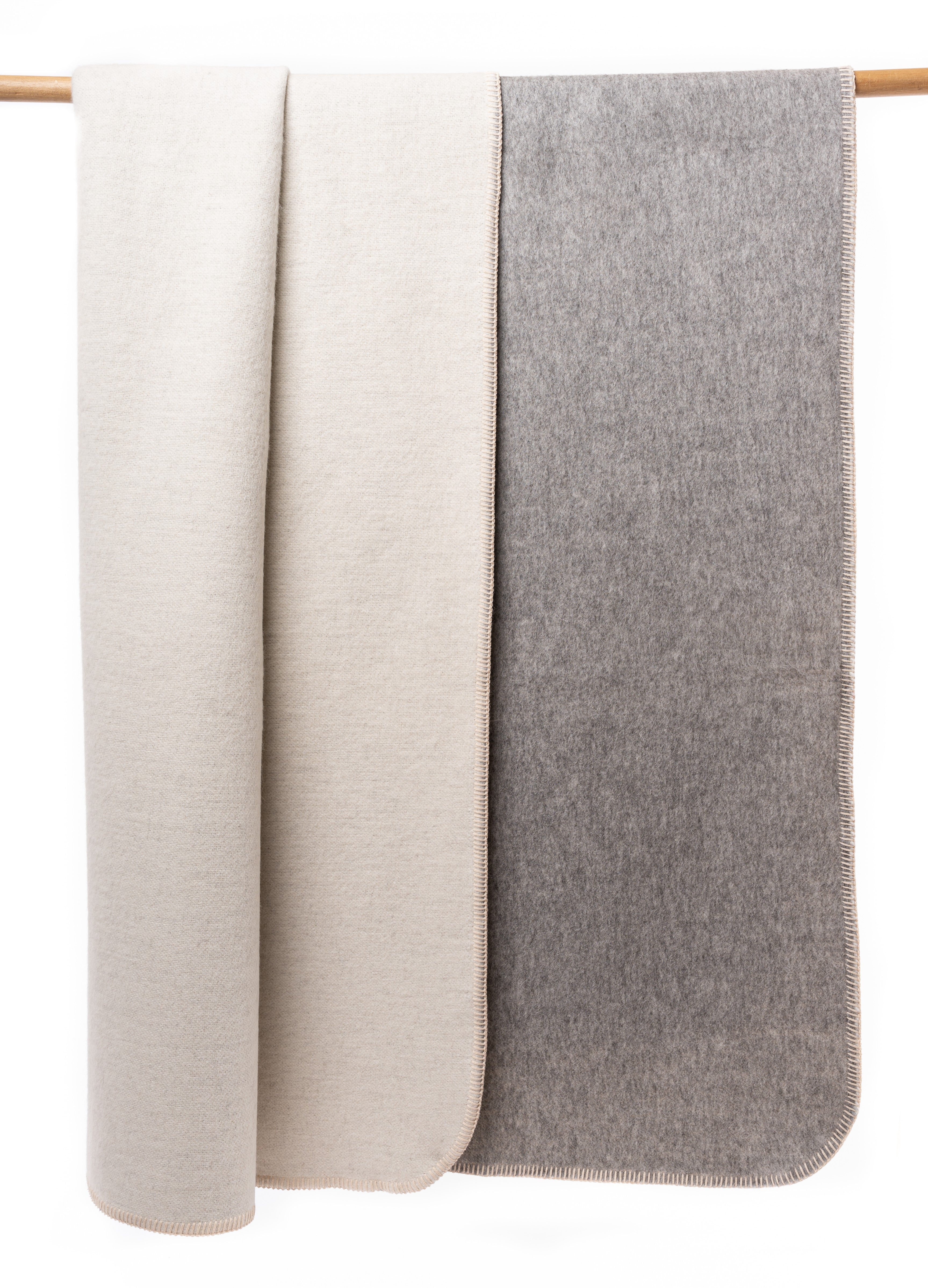 Baby Alpaca Bed Blanket - Reversible (Grey)