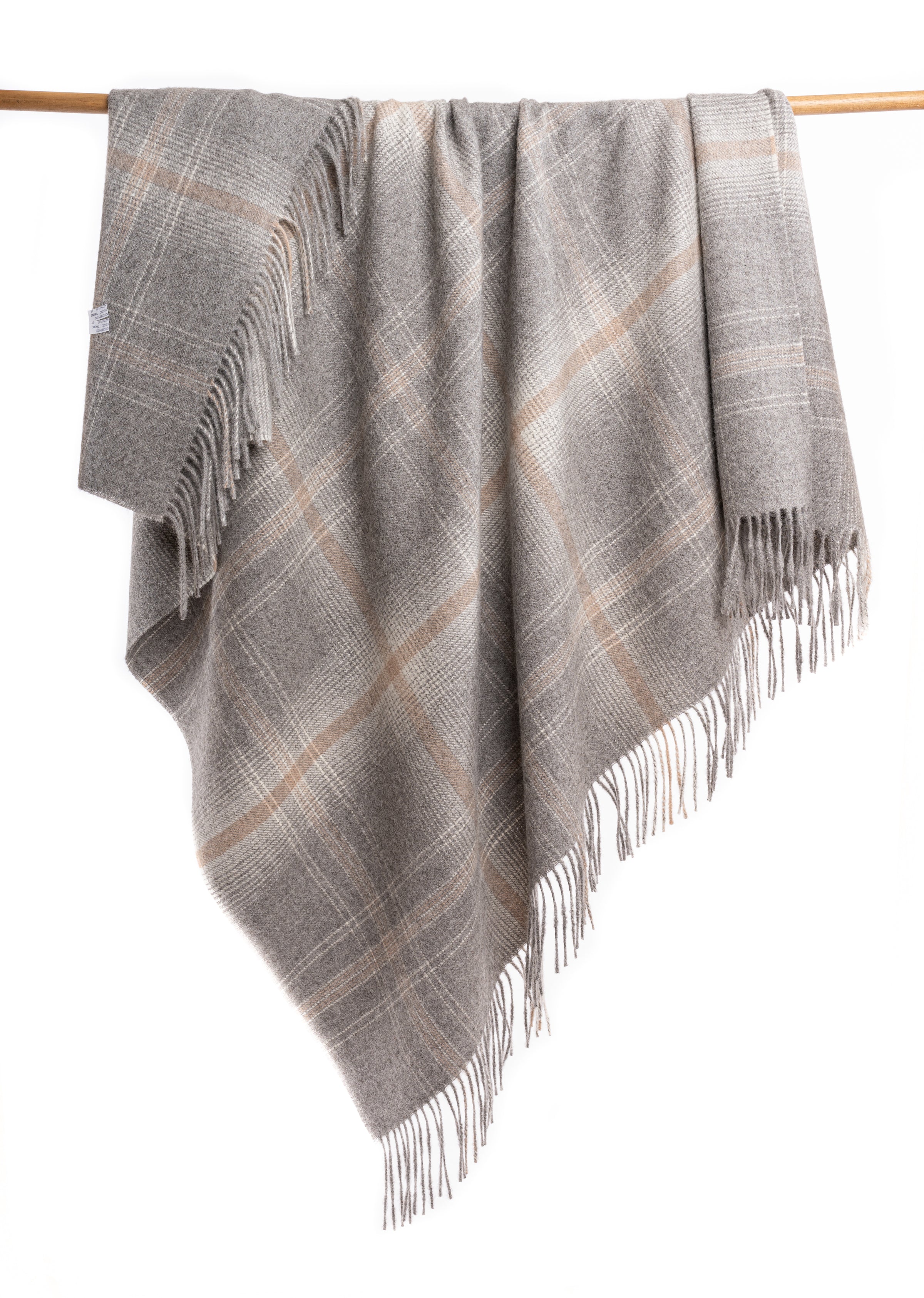 Alpaca Blanket - Plaid (Light Grey) - New Pattern
