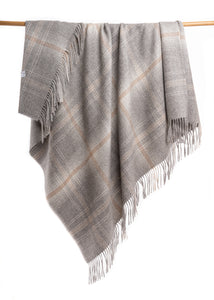 Alpaca Blanket - Plaid (Light Grey) - New Pattern